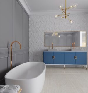 Sala de banho com paginação do revestimento Lotus White